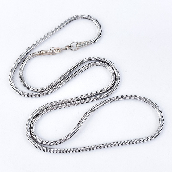 Vintage India Sterling Silver 925 2.7mm Snake Chain Necklace 24.5" - Picture 1 of 3